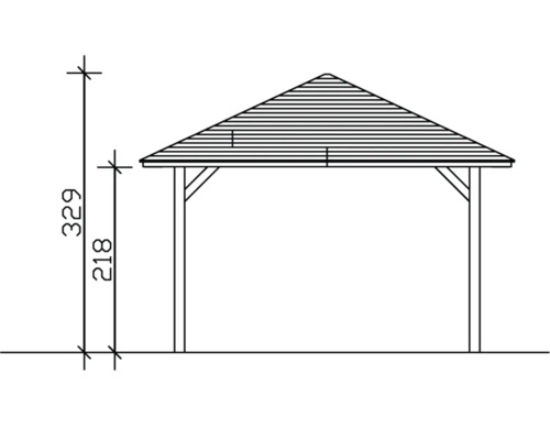 Dessin d''un pavillon de jardin avec indications de hauteur