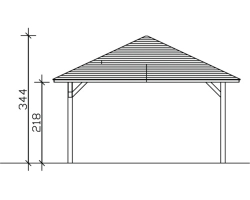 Dessin technique d''un pavillon avec indications de hauteur