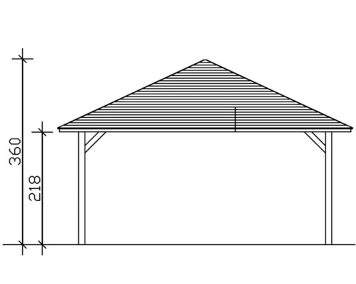 Schéma technique d''un carport avec indications de hauteur