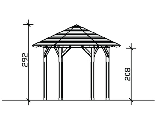 Zeichnung eines Pavillons mit Höhenangaben