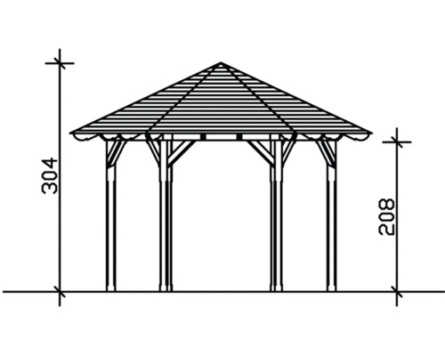 Plan technique d''un pavillon de jardin avec dimensions
