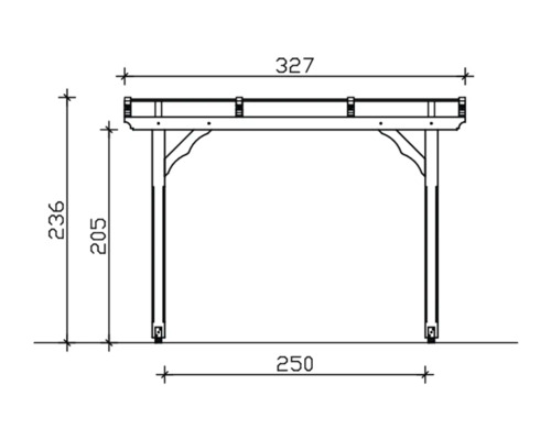 Dessin technique d''un pavillon en bois avec dimensions