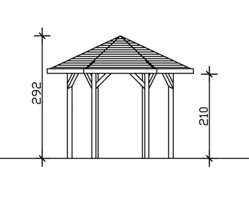 Schéma technique d''un pavillon de jardin avec les dimensions de hauteur