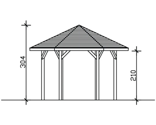Dessin d''un pavillon de jardin avec des dimensions.