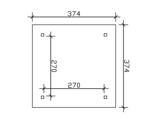 Dessin technique avec les dimensions 374 et 270