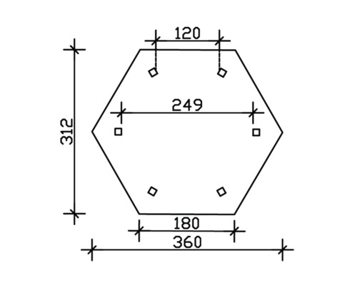 Technische Zeichnung eines Fundamentsteins mit Maßangaben