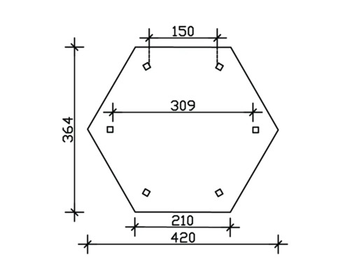 Dessin technique d''une plaque hexagonale avec indication des dimensions en millimètres