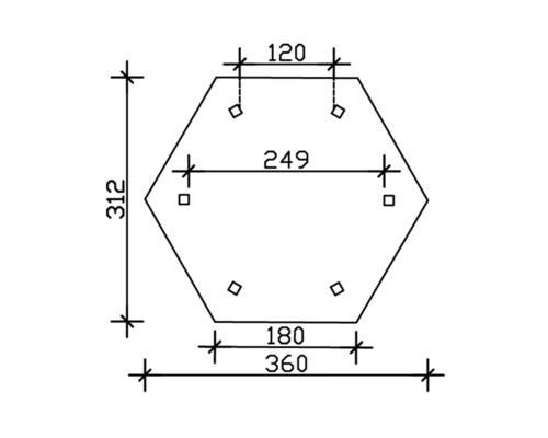 Dessin technique d''une plaque hexagonale avec indications de dimensions