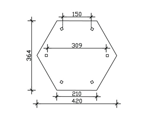 Dessin technique d''une plaque hexagonale avec indications de dimensions