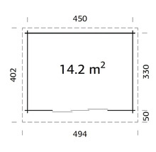 Gartenhaus Palmako Lea 14,2 m² Schiebetür Isolierglas inkl. Fußboden 494 x 402 cm natur