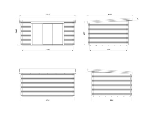 Dessin d''un abri de jardin avec indications de dimensions