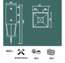 Douilles de fond à insérer 91x91x750 mm avec kit de fixation-thumb-5