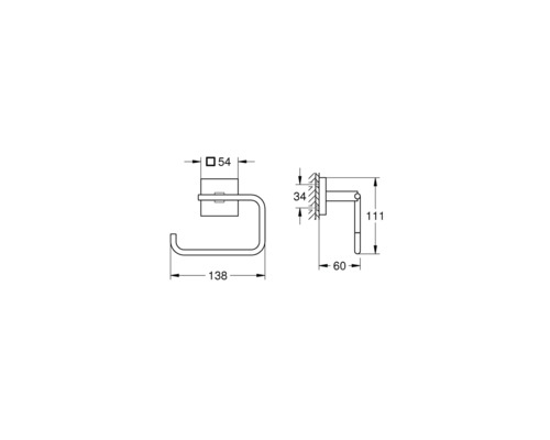 Schéma technique d''un porte-papier toilette avec dimensions