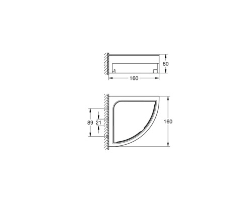 Schéma technique d''une cabine de douche avec dimensions.
