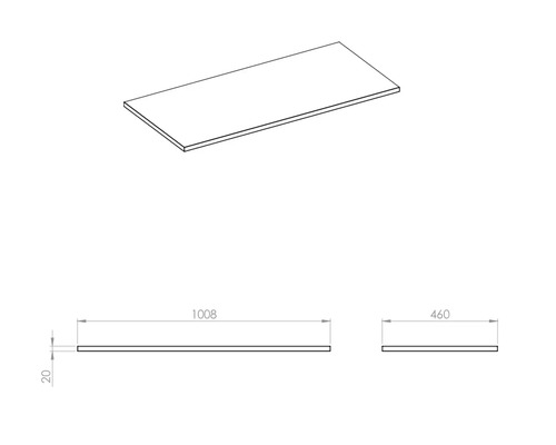 Schéma d''un plan de travail avec dimensions