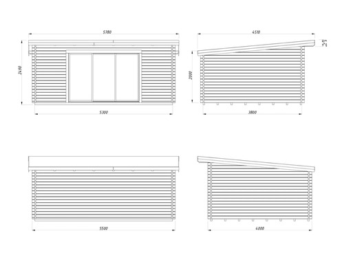 Dessin technique d''un abri de jardin avec les dimensions