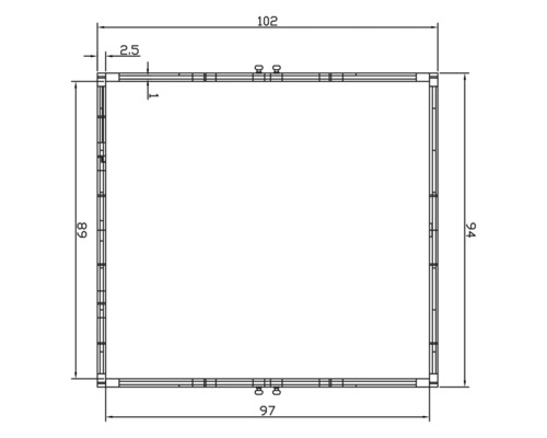Dessin technique d''un cadre rectangulaire avec des mesures