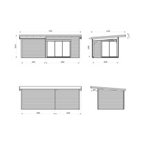 Dessin technique d''un abri de jardin avec dimensions