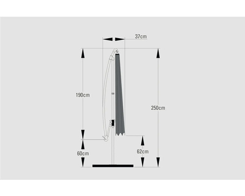 Maße eines Sonnenschirms mit Fuß