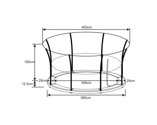 Image avec les dimensions d''un trampoline.