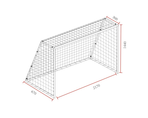 Schéma d''un but de football avec dimensions