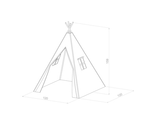 Illustration d''un tipi avec indications de taille