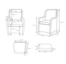 Skizze eines Gartenstuhls mit Maßangaben