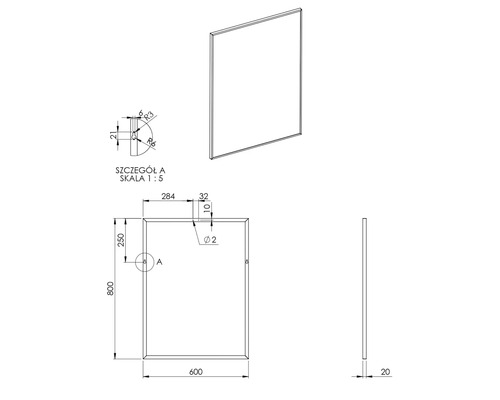 Schéma technique d''un miroir avec cotes