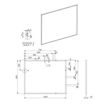 Dessin technique d''un miroir rectangulaire avec dimensions