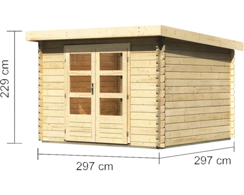 Abri de jardin en bois mesurant 297 x 297 x 229 centimètres