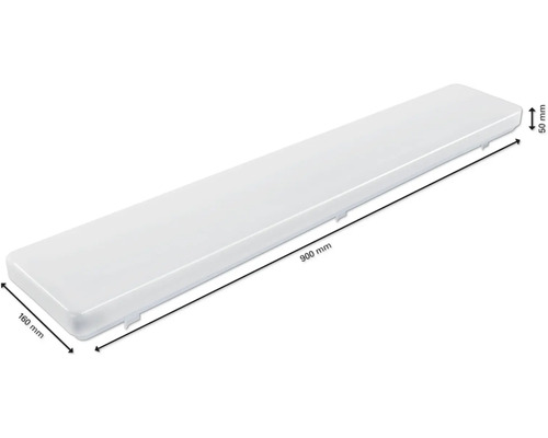 Luminaire LED pour pièces humides de dimensions 900 mm x 160 mm x 50 mm