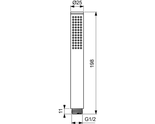 Schéma technique d''une douchette à main avec dimensions