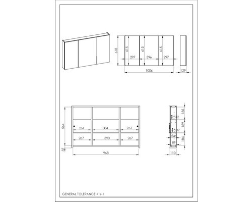 Schéma technique d''une armoire de toilette avec dimensions