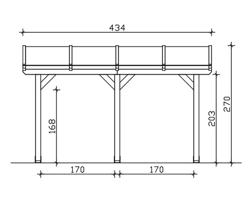 Schéma technique d''une terrasse en bois avec dimensions