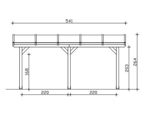 Schéma technique d''une pergola en bois avec dimensions