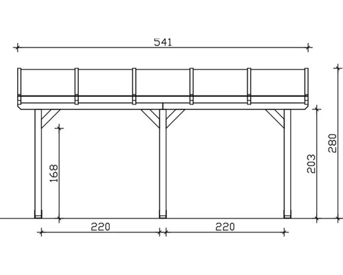 Dessin technique d''une terrasse en bois avec les dimensions