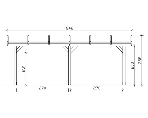 Dessin technique d''un abri de voiture avec dimensions