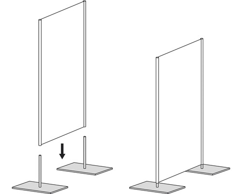 Illustration eines montierbaren Sichtschutzes mit Ständern