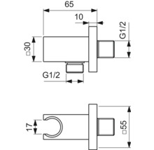 Wandhalter mit Schlauchanschluss Ideal Standard Idealrain Atelier 1/2" eckig magnet grey BC771A5-thumb-2