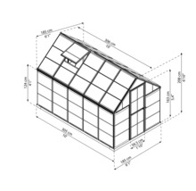 Dessin technique d''une serre avec des dimensions.