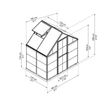 Illustration d''une serre avec dimensions.