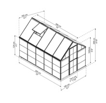 Dessin technique d''une serre avec dimensions.