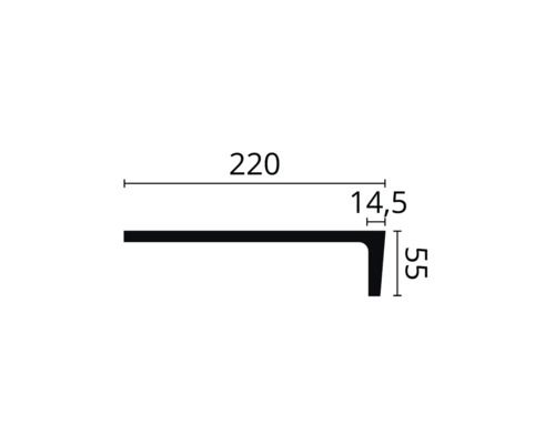 Schéma d''un profilé d''arête d''escalier avec indications de dimensions