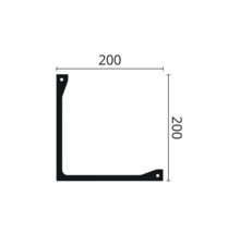 Technische Zeichnung eines Winkels mit den Maßen 200 x 200 mm