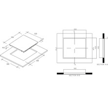 Dessin technique d''un couvercle de plaque de cuisson avec dimensions