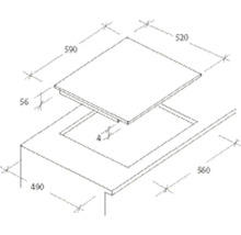 Dessin technique d''une plaque de cuisson avec des dimensions.
