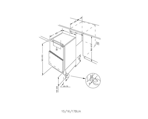 Masszeichnung eines Geschirrspülers zur Küchenplanung