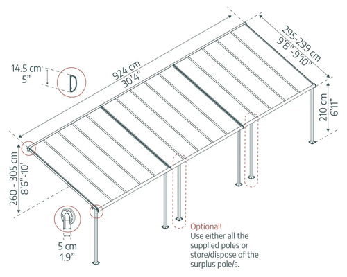 Schéma technique d''un toit de terrasse avec dimensions