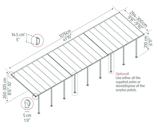 Schéma technique d''un toit de terrasse avec dimensions