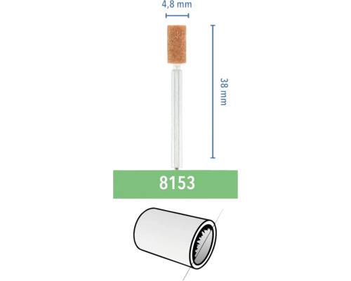 Meule sur tige, 4,8 mm de diamètre, 38 mm de long